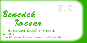 benedek kocsar business card